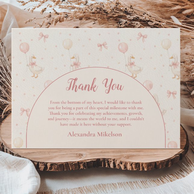 Coquette Goose 1st Birthday Tack Kort (Skapare uppladdad)