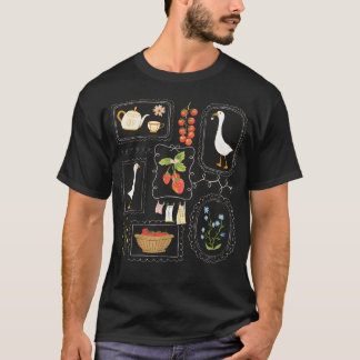 Coquette Goose Cottagecore Blommig Trädgårdsskötse T Shirt