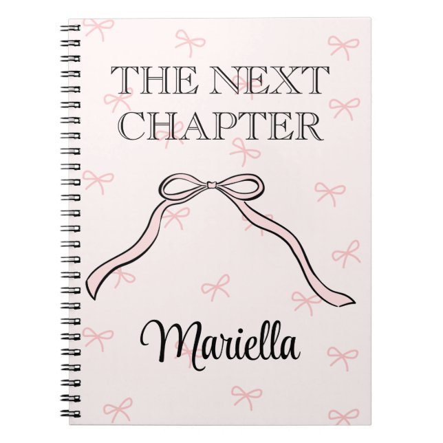 Coquette Graduate Personalized Pink Bow Diary Anteckningsbok (Framsidan)