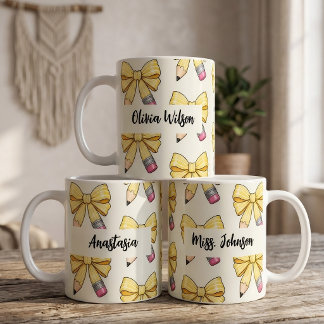 Coquette Gul Penna Band Skola Lärare Namn Kaffemugg