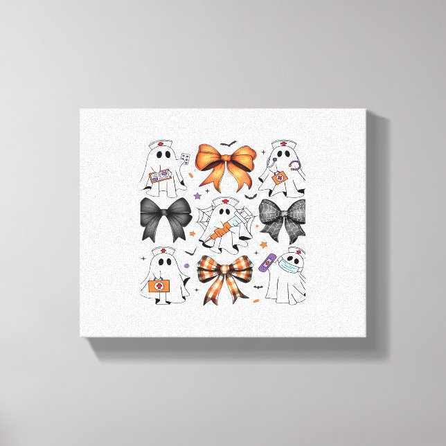 Coquette Halloween Ghost Nurse Classic T-Shirt Canvastryck (Framsida)