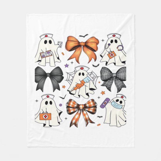 Coquette Halloween Ghost Nurse Classic T-Shirt Fleecefilt (Framsidan)