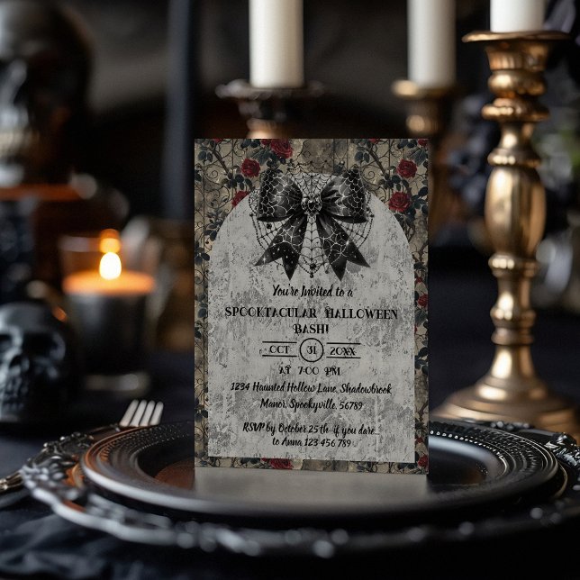 Coquette Halloween Mörk Bow Inbjudningar (Skapare uppladdad)
