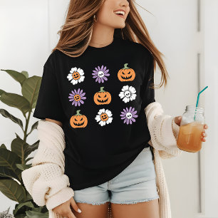 Coquette Halloween Pumpkins Flowers Döskallar T Shirt