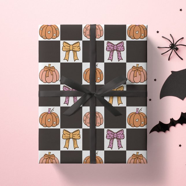 Coquette Halloweenfest Tjejaktig Pumpa Slöja Prepp Presentpapper (Skapare uppladdad)
