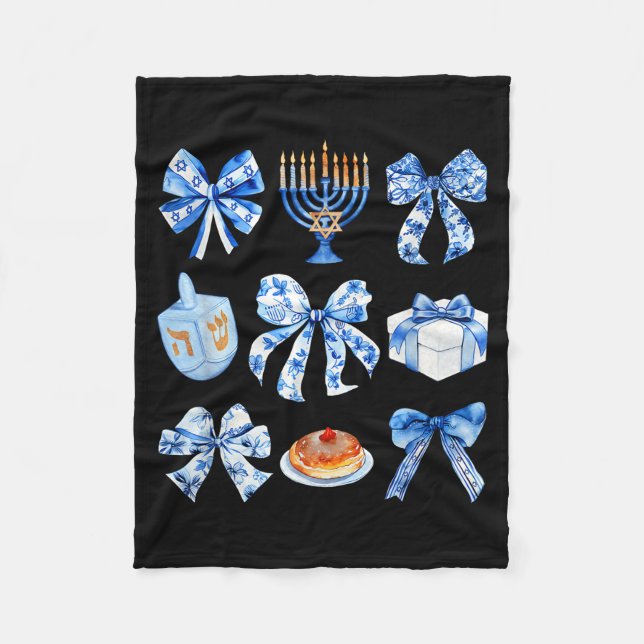 Coquette Hanukkah Bow Jewish Bow Menorah Bow Women Fleecefilt (Framsidan)