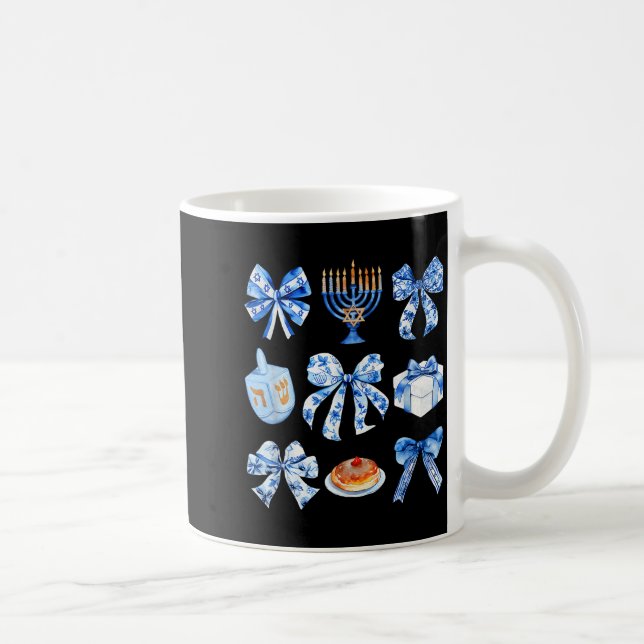 Coquette Hanukkah Bow Jewish Bow Menorah Bow Women Kaffemugg (Höger)