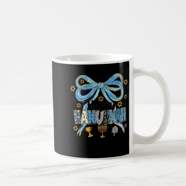 Coquette Hanukkah Bow Jewish Bow Menorah Bow Women Kaffemugg (Höger)