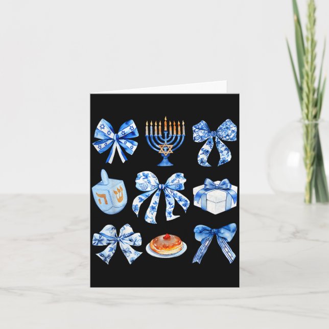 Coquette Hanukkah Bow Jewish Bow Menorah Bow Women Kort (Framsida)