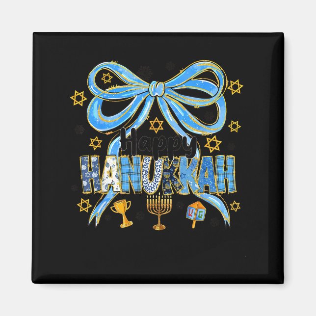 Coquette Hanukkah Bow Jewish Bow Menorah Bow Women Magnet (Framsidan)