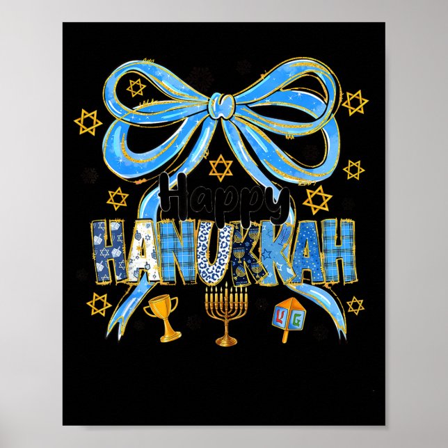 Coquette Hanukkah Bow Jewish Bow Menorah Bow Women Poster (Framsidan)