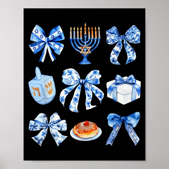 Coquette Hanukkah Bow Jewish Bow Menorah Bow Women Poster (Framsidan)
