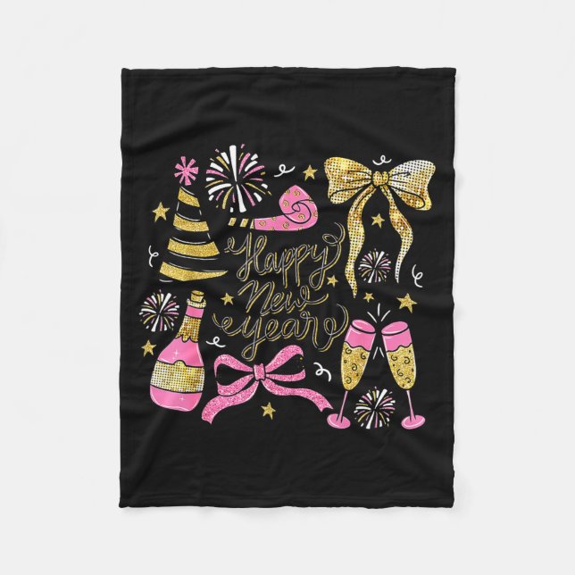 Coquette Happy New Year 2026 Champagne New Year's  Fleecefilt (Framsidan)