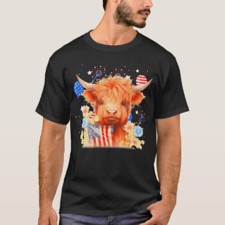 Coquette Highland Cow 4:e juli Patriotic Cute A T Shirt