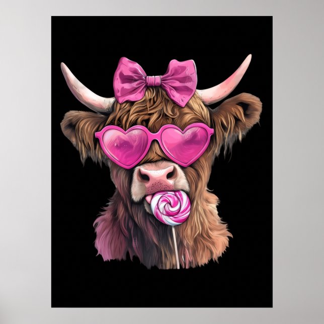 Coquette Highland Cow Bubblegum 2025 Poster (Framsidan)
