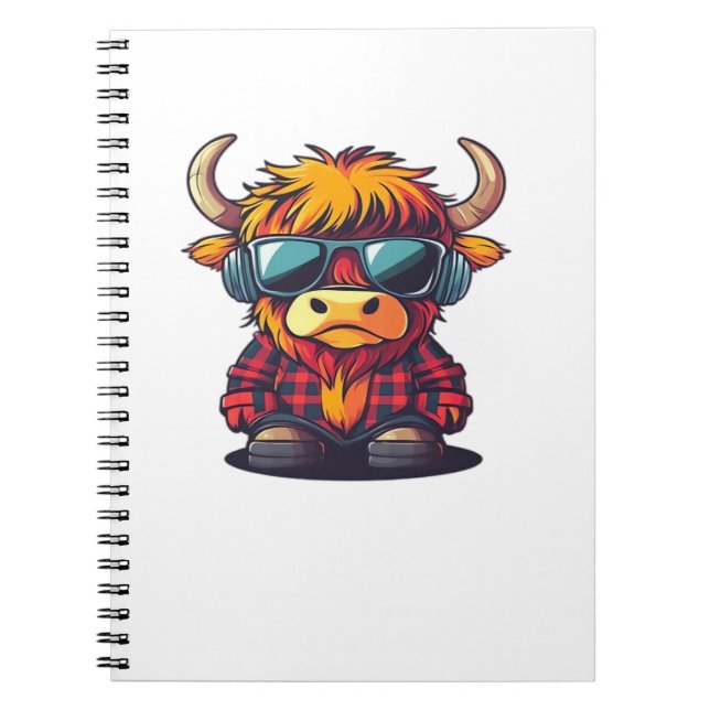 Coquette Highland Cow Bubblegum Tshirt Design, Hol Anteckningsbok (Framsidan)