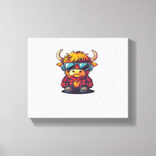 Coquette Highland Cow Bubblegum Tshirt Design, Hol Canvastryck