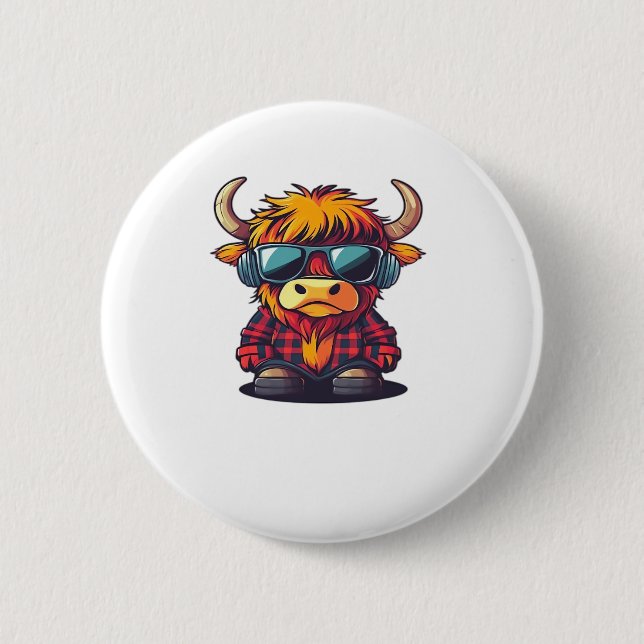 Coquette Highland Cow Bubblegum Tshirt Design, Hol Knapp (Framsida)