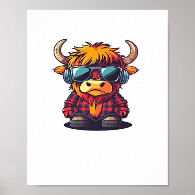 Coquette Highland Cow Bubblegum Tshirt Design, Hol Poster (Framsidan)