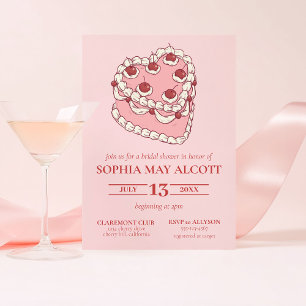 Coquette Illustrated Cherry Cake Möhippa Inbjudningar