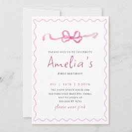Coquette Invitation for Birthday Girl Bow Party  Inbjudningar