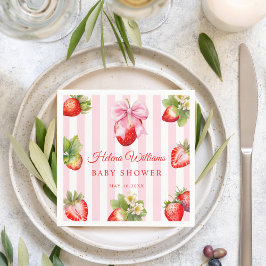 Coquette Jordgubb Baby Shower Dekorationer Pappersservett