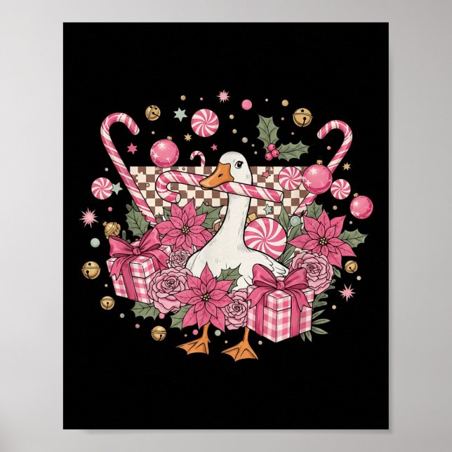 Coquette jul Nk Retro Cute Goose kontrollerad F Poster (Framsidan)