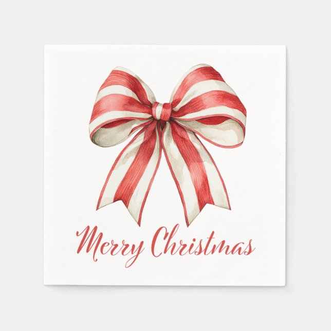 Coquette jul Red & White Candy cane Bow Pappersservett (Framsidan)
