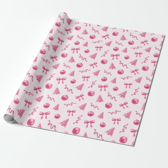Coquette jul röda dekorationer och slingor presentpapper (Utrullad)