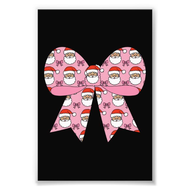 Coquette jul rosa båge tomte vintage retro  fototryck (Framsidan)