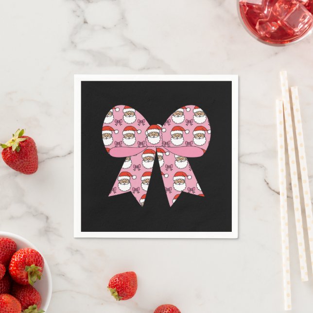 Coquette jul rosa rosett Santa vintage retro  Pappersservett (Insitu)