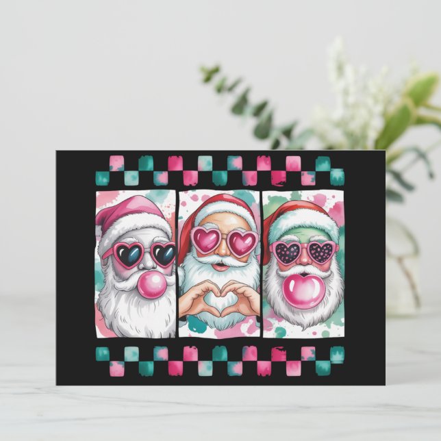 Coquette jul Santa Bow Retro Preppy Xmas  Julkort (Stående Fram)