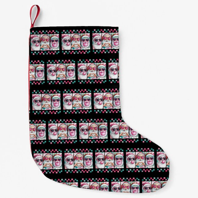 Coquette jul Santa Bow Retro Preppy Xmas  Liten Julstrumpa (Framsidan)