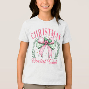 Coquette jul social klubb flickig rosa slinga t shirt
