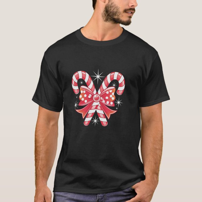 Coquette-julets Polkagrisar Bow Girls T Shirt (Framsida)