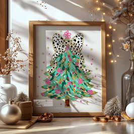 Coquette Julgran Preppy Helgdag Bow Poster
