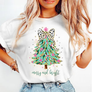 Coquette Julgran Rosa Merry och Bright T Shirt