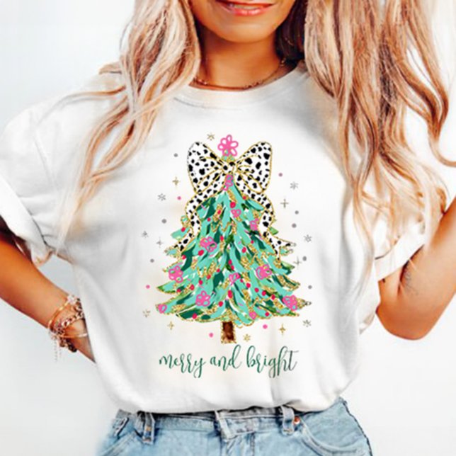 Coquette Julgran Rosa Merry och Bright T Shirt (Skapare uppladdad)