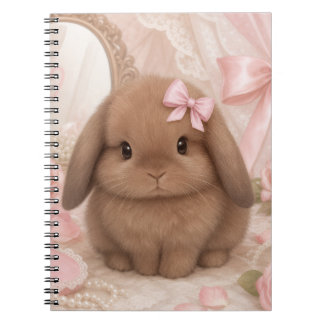 coquette kanin rosa rosett anteckningsbok