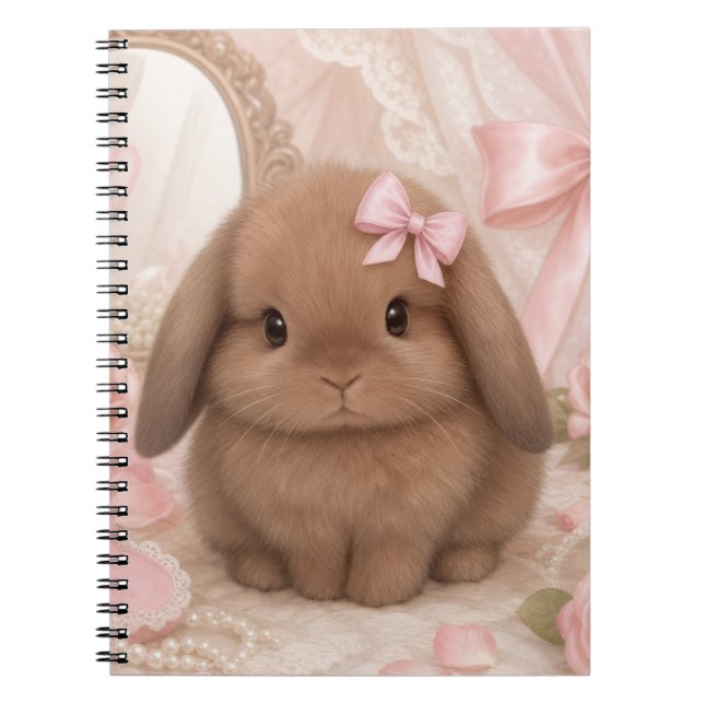 coquette kanin rosa rosett  anteckningsbok (Framsidan)