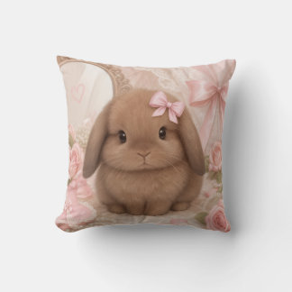 coquette kanin rosa rosett kastkudde kudde