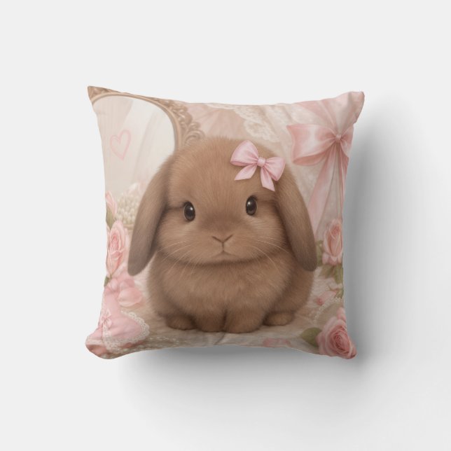 coquette kanin rosa rosett kastkudde  kudde (Framsida)
