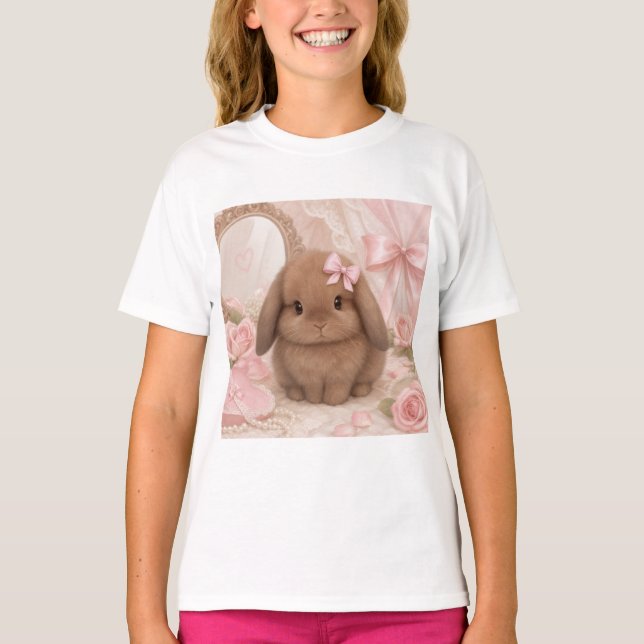 coquette kanin rosa rosett t-shirt  (Framsida)