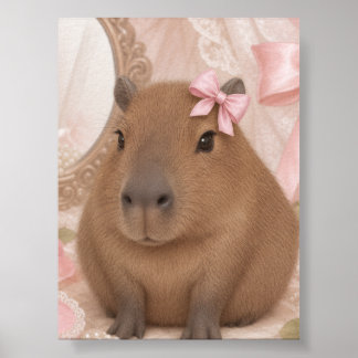 coquette kapybara rosa rosett poster
