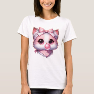 Coquette Katt Rosa Slöja Bandana Bubble Gum T Shirt