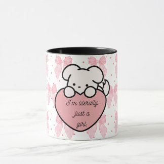 Coquette Kawaii Girly Rosa Heart Hund Mugg