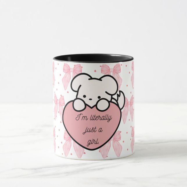Coquette Kawaii Girly Rosa Heart Hund Mugg (Center)