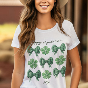 Coquette Klöver och Grönt Bows med vita punkter T Shirt