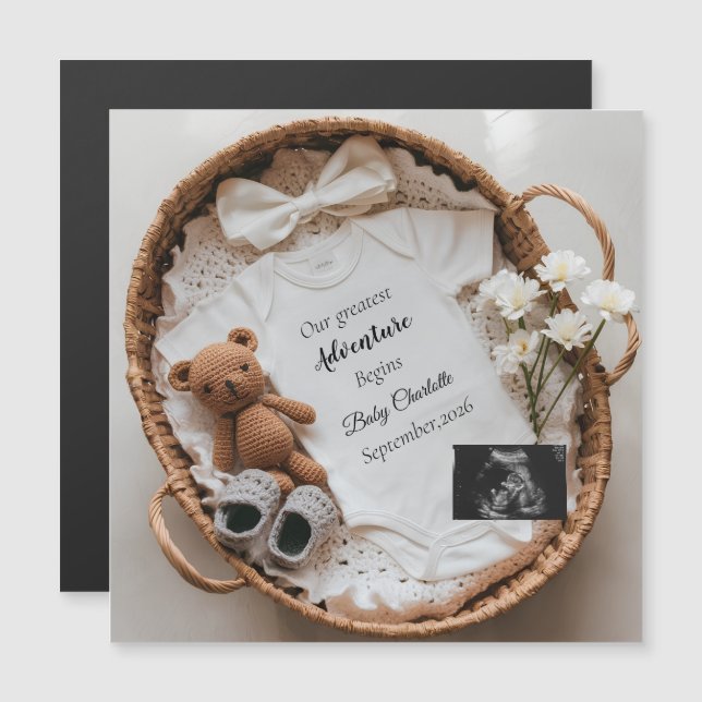 Coquette Könsneutralt Graviditets Tillkännagivande (Fram/baksida)