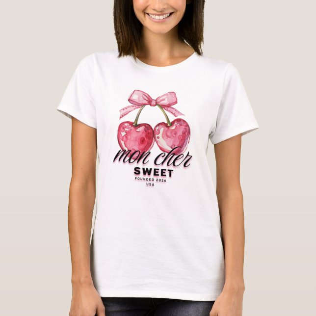 Coquette Körsbär Rosa Rött  T Shirt (Framsida)
